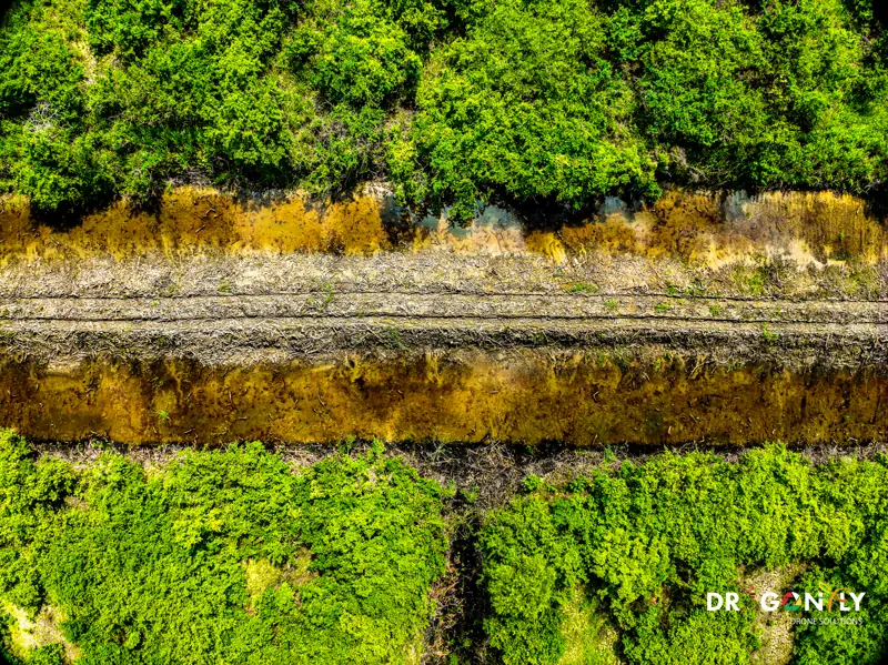Aerial survey of an excavation in Guyana's interior