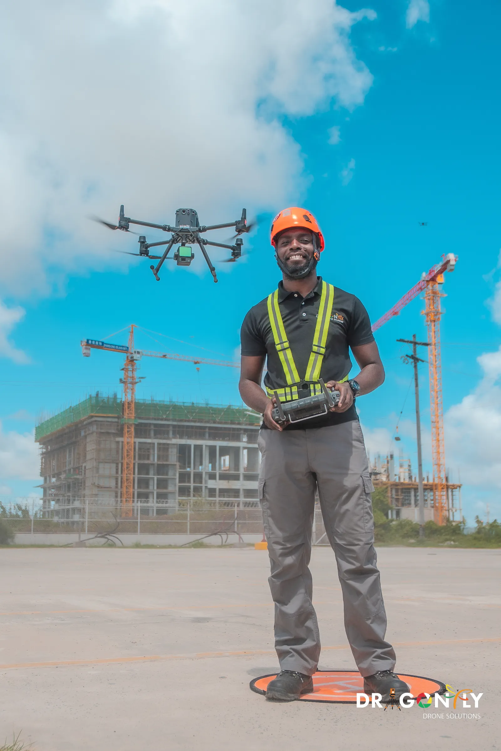 Dragonfly drone pilot operating an aircraft on site